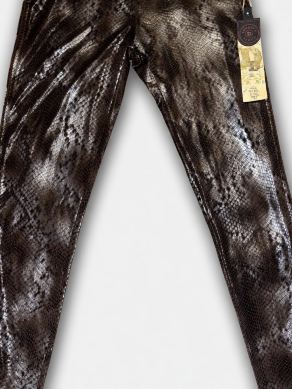Double D Ranch Brown Faux Snakeskin Leggings size Small NWT